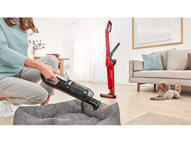 Aspirador escoba - BOSCH BBH3ZOO28, 25,2 V, Potencia de succión 25 AirWatt, Depósito 0,4 l, Negro, Rojo — foto 3