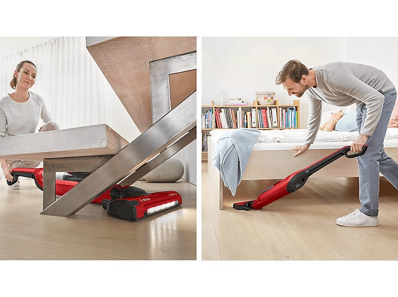 Aspirador escoba - BOSCH BBH3ZOO28, 25,2 V, Potencia de succión 25 AirWatt, Depósito 0,4 l, Negro, Rojo — foto 8