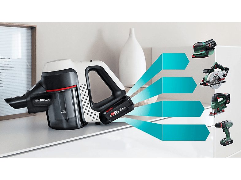 Aspirador escoba - BOSCH BCS711XXL, 7 W, Depósito 0,3 l, Autonomía 40 min, Blanco — foto 8