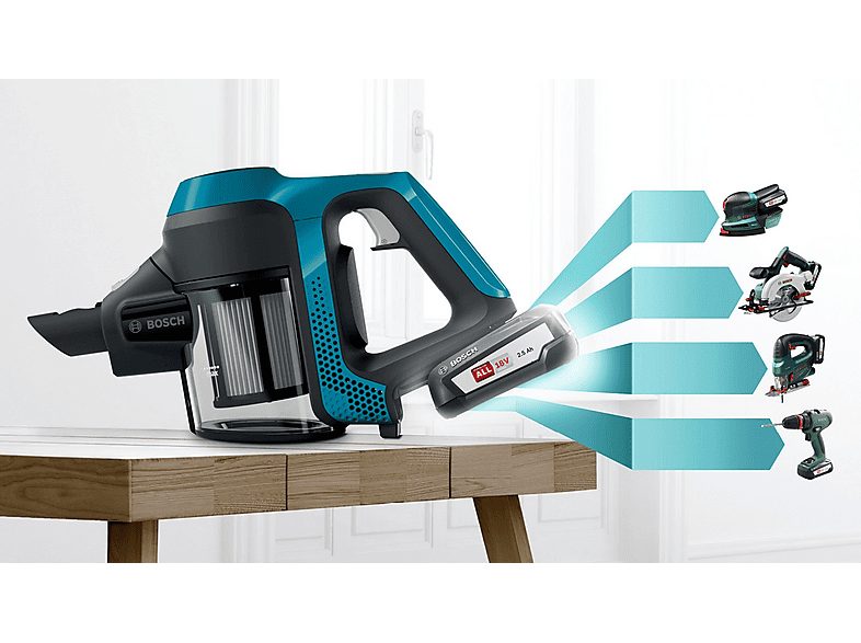 Aspirador escoba - BOSCH BKS6111P, 18 V, Depósito 0,3 l, Azul — foto 5