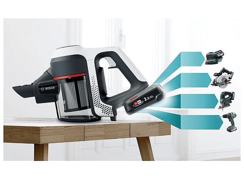 Aspirador escoba - BOSCH BKS611MTB, 15 W, Depósito 0,3 l, Autonomía 30 min, Blanco — foto 2