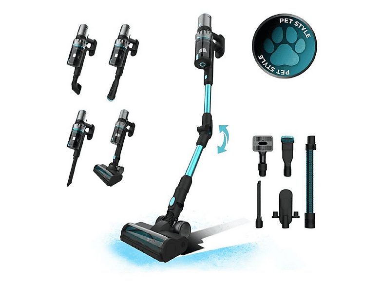 Aspirador escoba - CECOTEC Cecotec Conga Rockstar 2500 Thunder Pet Flex, 400 W, Potencia de succión 30 kPa, Depósito 500 ml, Autonomía 120 min, Multicolor
