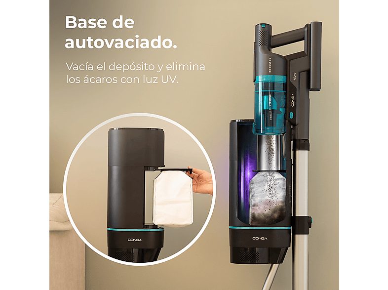 Aspirador escoba - CECOTEC Conga Rockstar 10000 Nebula Station, 430 W, Potencia de succión 30 kPa, Depósito 1 ml, Autonomía 120 min, Multicolor — foto 4