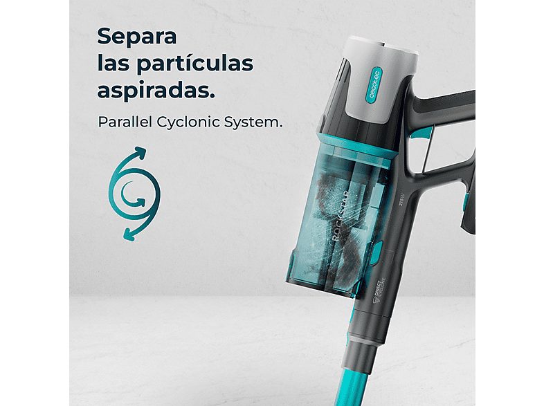 Aspirador escoba - CECOTEC Conga Rockstar 1500 Horizon Genesis XL, 215 W, Potencia de succión 215 W, Depósito 0,5 l, Autonomía 120 min, Multicolor — foto 7