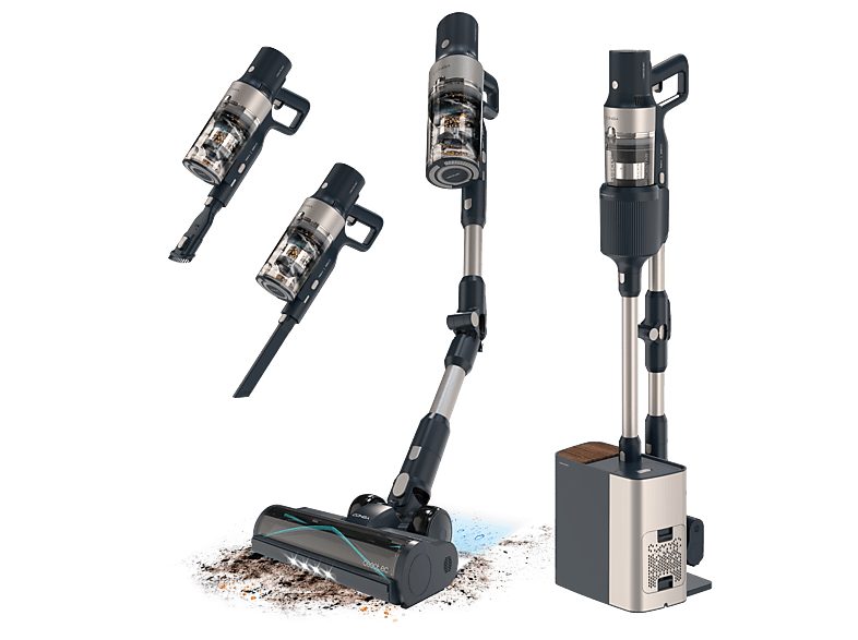 Aspirador escoba - Cecotec Conga Rockstar 5500 Hurricane Station Flex, 700 W, 90 min Autonomía, Inox/Azul — foto 2