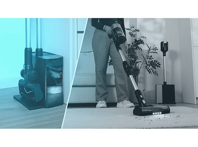 Aspirador escoba - Cecotec Conga Rockstar 5500 Hurricane Station Flex, 700 W, 90 min Autonomía, Inox/Azul — foto 3