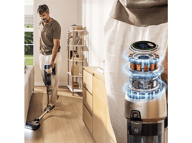 Aspirador escoba - Cecotec Conga Rockstar RX90 AI AquaPet Flex, 850W, 100min, IA, Tubo flexible, Kit de accesorios, Cepillo antienredos, Negro — foto 12