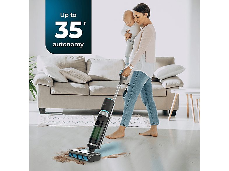 Aspirador escoba - CECOTEC FreeGo Wash&Vacuum, 200 W, Potencia de succión 200 W, Depósito 0,7 ml, Autonomía 120 min, Multicolor — foto 8