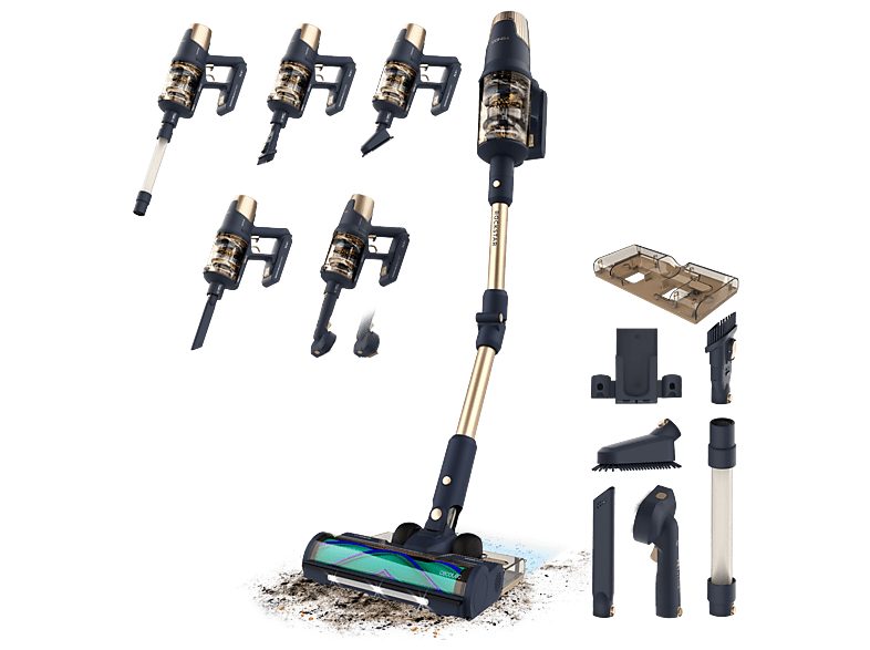 Aspirador escoba - Cecotec RX70 AquaPet Flex, 780 W, 100 min Autonomía, Cepillo HairLess XL, Sin bolsa, Negro/Dorado — foto 2