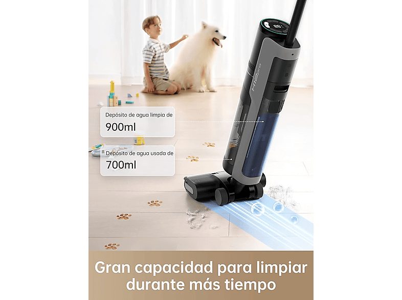 Aspirador escoba - Dreame H12 Pro, 300 W, Seco y Húmedo, 35 min de Autonomía, Sin cables, Tanque de agua limpia de 900 ml, Negro — foto 6