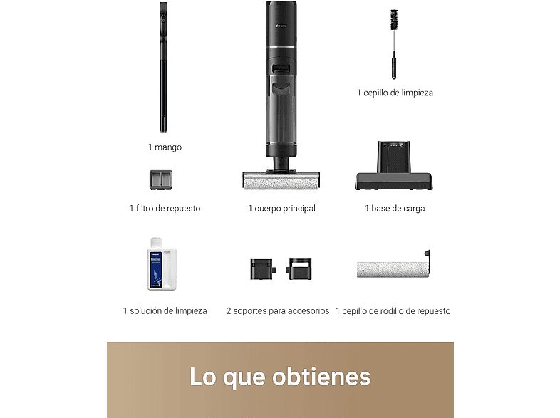 Aspirador escoba - Dreame H12 Pro, 300 W, Seco y Húmedo, 35 min de Autonomía, Sin cables, Tanque de agua limpia de 900 ml, Negro — foto 7