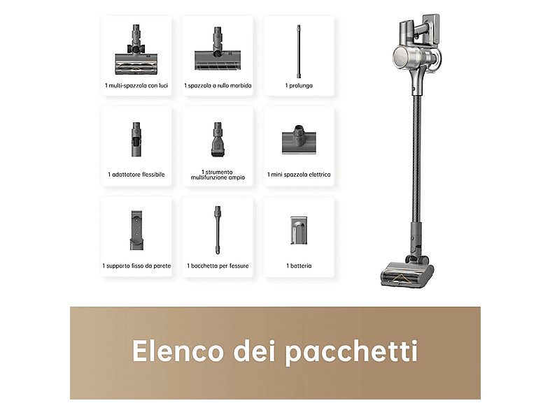 Aspirador escoba - DREAME VTV97A, 570 W, Potencia de succión 27 kPa, Depósito 0,6 l, Autonomía 90 min, Negro — foto 6