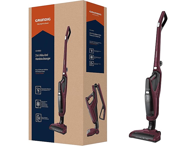 Aspirador escoba - GRUNDIG AKLBB977600644, 90 W, Potencia de succión 16 AirWatt, Depósito 0,5 l, Autonomía 45 min, Negro — foto 2