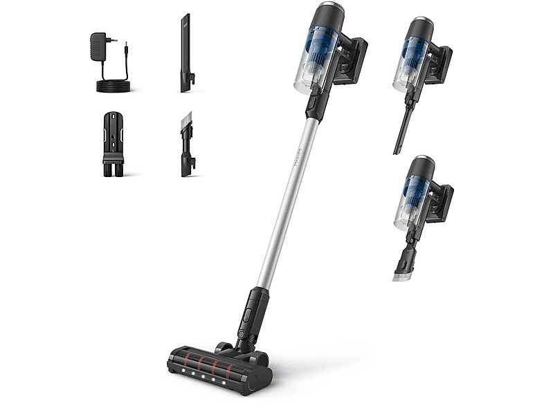 Aspirador escoba - PHILIPS XC3032/01, 410 W, Potencia de succión 150 AirWatt, Depósito 0,5 l, Autonomía 40 min, Negro, Azul