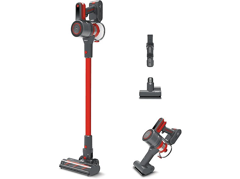 Aspirador escoba - POLTI Forzaspira D-Power SR550, 29,6 V, Depósito 0,6 l, Autonomía 40 min, Rojo