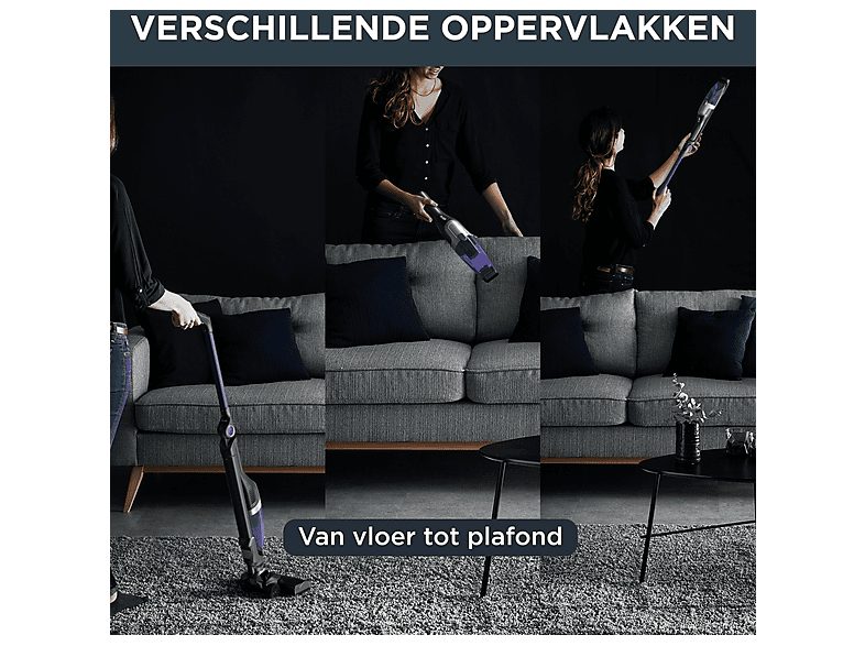 Aspirador escoba - ROWENTA RH1238, 145 W, Potencia de succión 25 AirWatt, Depósito 0,4 l, Autonomía 40 min, Púrpura — foto 4