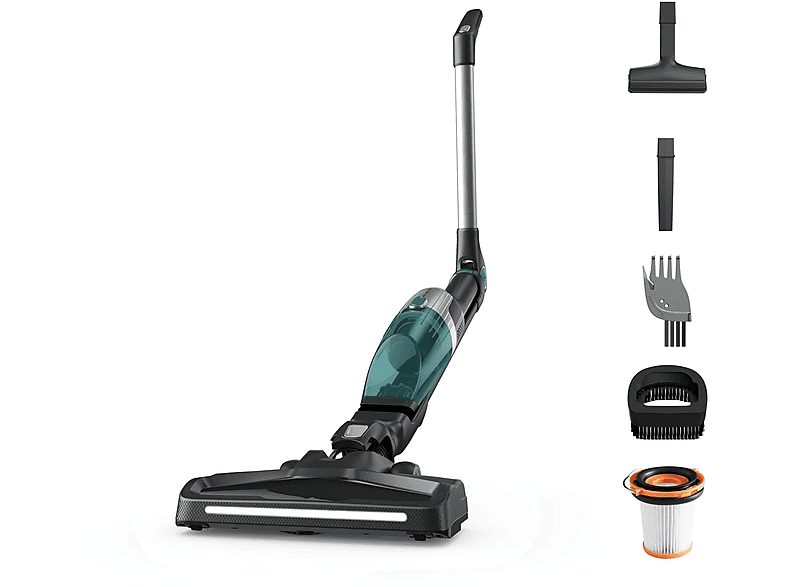 Aspirador escoba - ROWENTA RH1239WO, 145 W, Potencia de succión 200 AirWatt, Depósito 0,4 l, Autonomía 40 min, Negro y azul