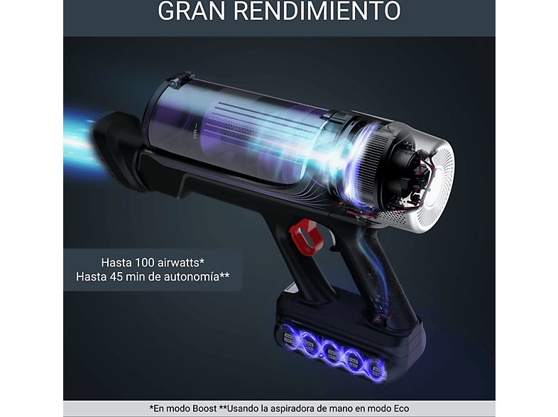 Aspirador escoba - Rowenta RH2039WO X-Force Flex 9.60 Allergy, 200 W, 0.4 L, 45 min, Tecnol. Ciclónica, 3 modos, Multisuperficie, Ultraligera, Púrpura — foto 2