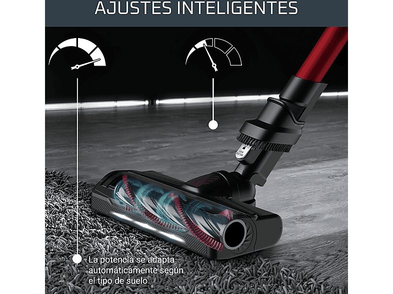 Aspirador escoba - Rowenta RH2079 X-Force Flex 9.60 Animal Care, 200 W, 0.4 L, 45 min, Tecno.Ciclónica, 3 modos, Ultraligera, Especial Mascotas, Roja — foto 6