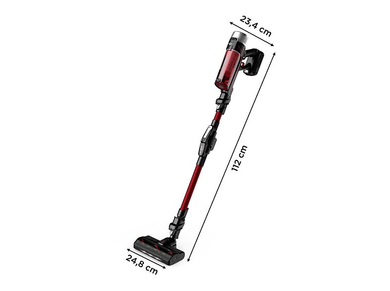 Aspirador escoba - Rowenta RH2079 X-Force Flex 9.60 Animal Care, 200 W, 0.4 L, 45 min, Tecno.Ciclónica, 3 modos, Ultraligera, Especial Mascotas, Roja — foto 8