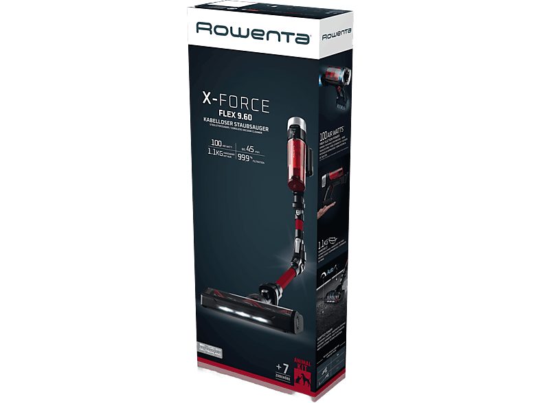 Aspirador escoba - Rowenta RH2079 X-Force Flex 9.60 Animal Care, 200 W, 0.4 L, 45 min, Tecno.Ciclónica, 3 modos, Ultraligera, Especial Mascotas, Roja — foto 9
