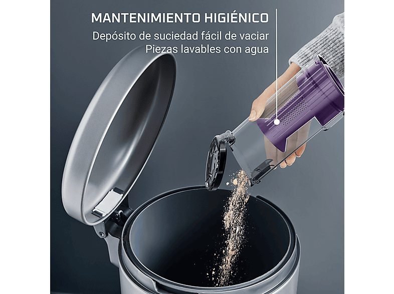 Aspirador escoba - ROWENTA RH6A35WO, 140 W, Potencia de succión 30 W, Depósito 0,44 l, Autonomía 45 min, Morado y aluminio — foto 6
