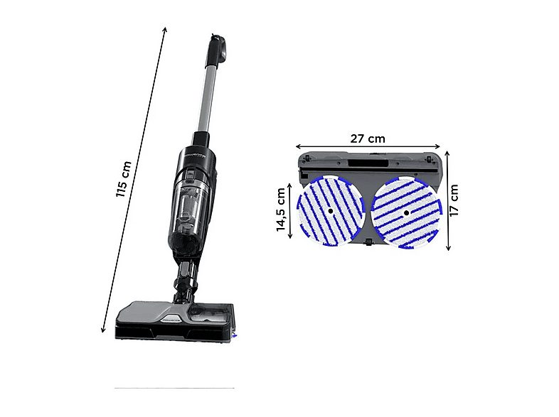 Aspirador escoba - ROWENTA ROWGZ3039WO, 215 W, Potencia de succión 215 W, Depósito 0,55 l, Autonomía 60 min, Negro y gris — foto 4