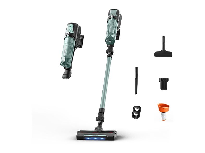 Aspirador escoba - Rowenta X-FORCE 8.80 RH1833, 250 W, 100 AW, 45 min Autonomía, 0.44 L, Ligera, 1.3 Kg, Limpieza 4 en 1, Verde, Gris — foto 2