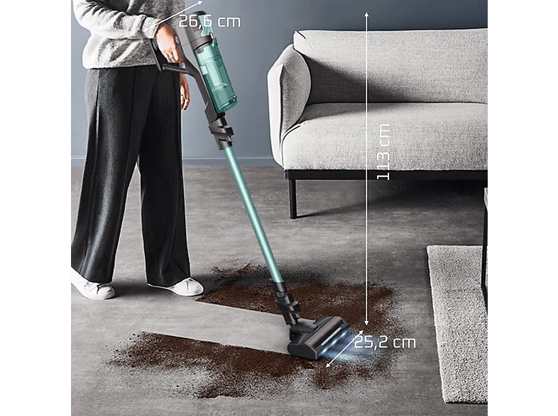 Aspirador escoba - Rowenta X-FORCE 8.80 RH1833, 250 W, 100 AW, 45 min Autonomía, 0.44 L, Ligera, 1.3 Kg, Limpieza 4 en 1, Verde, Gris — foto 6