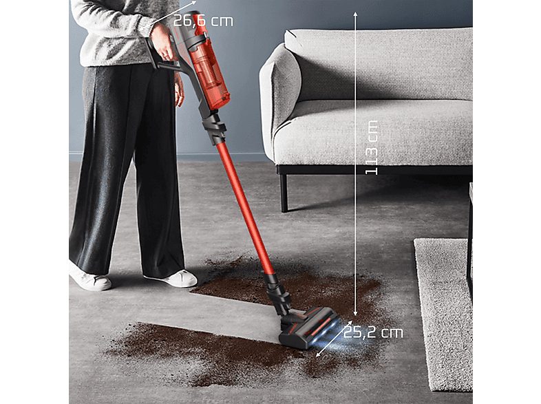 Aspirador escoba - Rowenta  X Force 8.80 RH1872E, 250 W, Potencia succión 100 AW, 1.3 kg, 60 min autonomía, 0.44 l, Ligera, Especial Mascotas, Rojo — foto 6