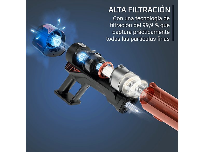 Aspirador escoba - Rowenta  X Force 8.80 RH1872E, 250 W, Potencia succión 100 AW, 1.3 kg, 60 min autonomía, 0.44 l, Ligera, Especial Mascotas, Rojo — foto 8