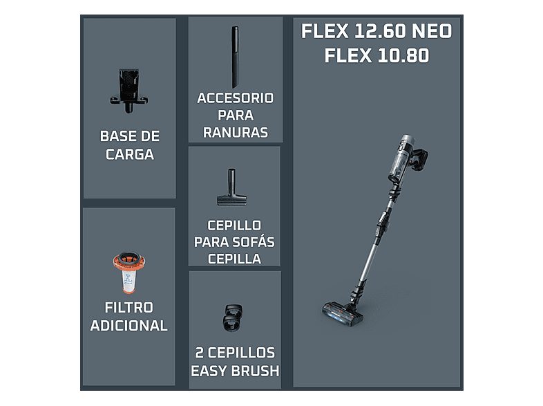 Aspirador escoba - Rowenta X-Force Flex 10.80, Potencia succión 120 AW, 300 W, 60 min autonomía, Cepillo multisuperficie, Limpieza inteligente, Verde — foto 9