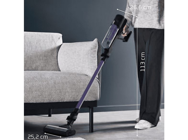 Aspirador escoba - Rowenta X Pert 5.80 RH5A32, Potencia succión 120 AW, 60 min, Cepillo multisuperficie, Pantalla digital, Alta filtración, Violeta — foto 4