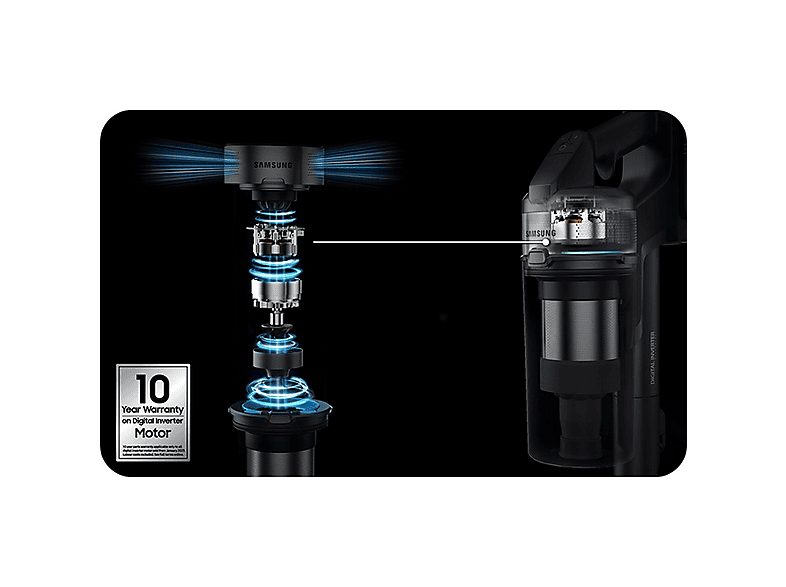 Aspirador escoba - SAMSUNG .AT.ESCOBA SAMSUNG VS20B75ACR5/WA (JET 75B COMPLETE) 200W 21,6V 60MIN.AUT. GRIS, 200 W, Potencia de succión 200 W, Depósito 0,8 l, Autonomía 60 min, Negro — foto 8