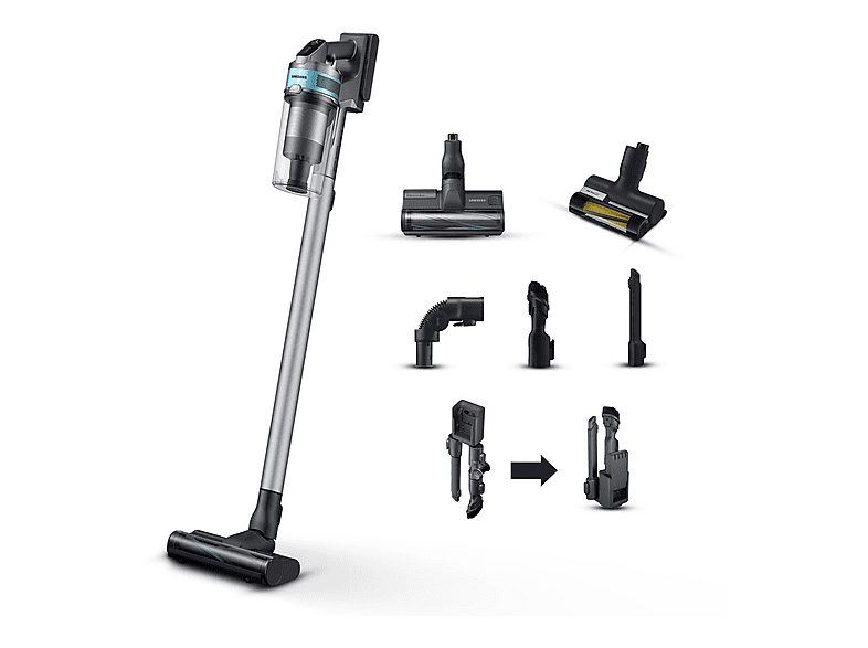 Aspirador escoba - SAMSUNG VS20B75AGR1, 550 W, Potencia de succión 200 W, Depósito 0,8 l, Autonomía 60 min, Black Chrometal & Teal Mint