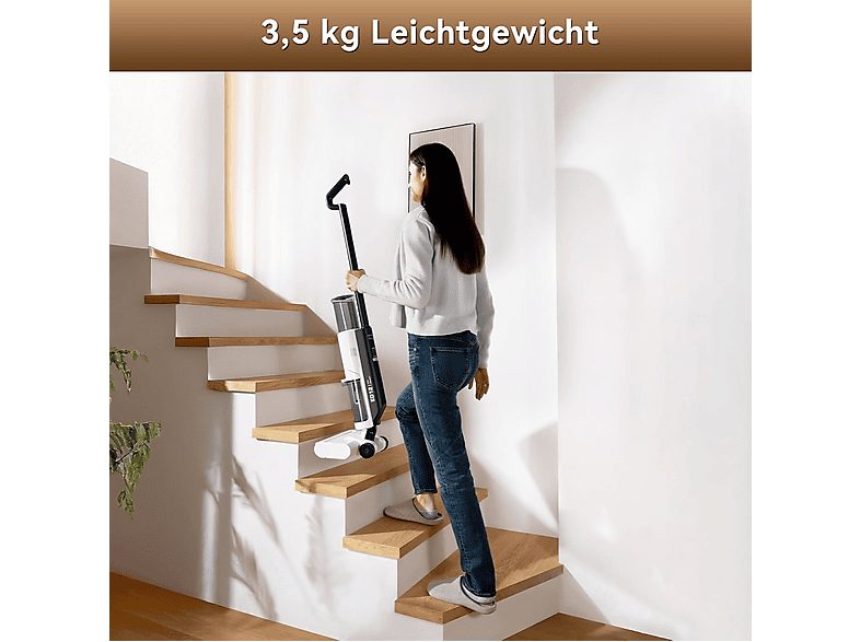 Aspirador escoba seco y húmedo - JONR ED12 LITE, 200 W, Potencia de succión 8 kPa, Depósito 750ml, Blanco — foto 10