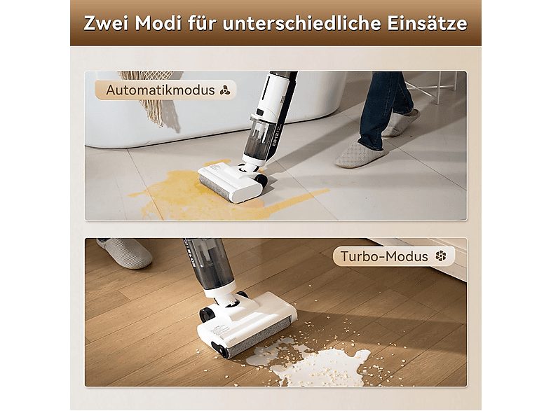 Aspirador escoba seco y húmedo - JONR ED12 LITE, 200 W, Potencia de succión 8 kPa, Depósito 750ml, Blanco — foto 5