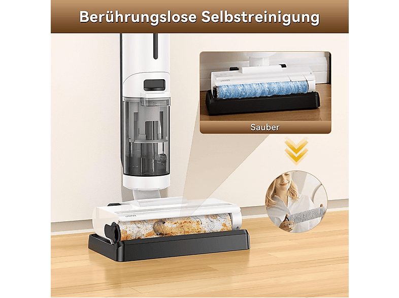 Aspirador escoba seco y húmedo - JONR ED12 LITE, 200 W, Potencia de succión 8 kPa, Depósito 750ml, Blanco — foto 8