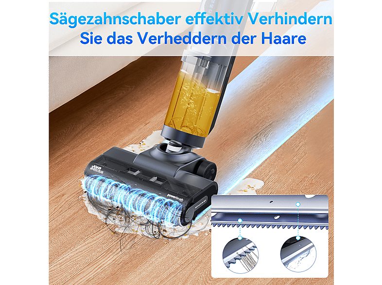 Aspirador escoba seco y húmedo - JONR ED12 PRO, 220 W, Potencia de succión 9 kPa, Depósito 800ml, Azul — foto 2