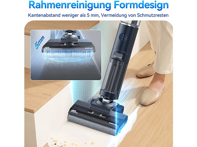 Aspirador escoba seco y húmedo - JONR ED12 PRO, 220 W, Potencia de succión 9 kPa, Depósito 800ml, Azul — foto 3