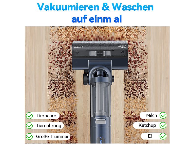Aspirador escoba seco y húmedo - JONR ED12 PRO, 220 W, Potencia de succión 9 kPa, Depósito 800ml, Azul — foto 4