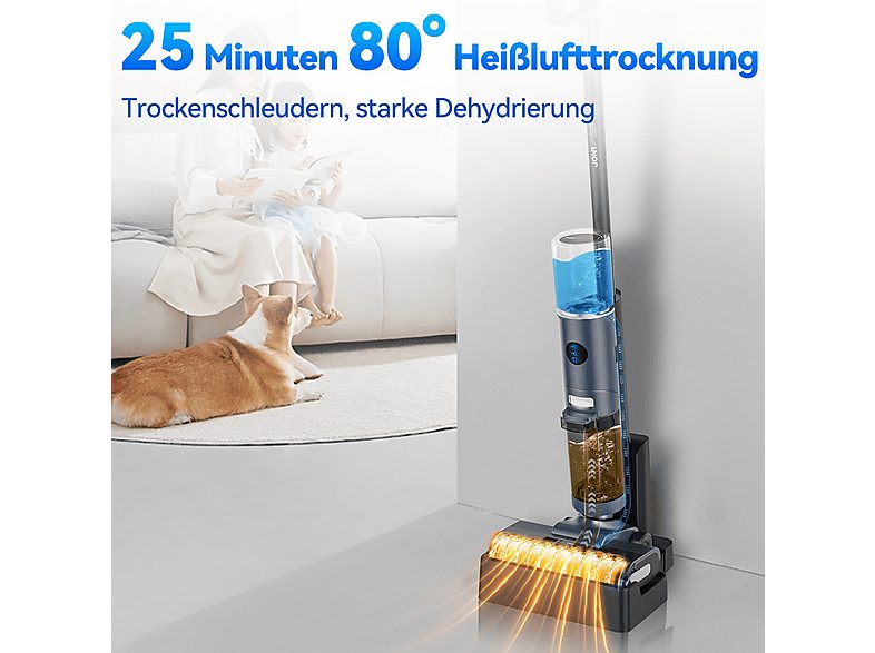 Aspirador escoba seco y húmedo - JONR ED12 PRO, 220 W, Potencia de succión 9 kPa, Depósito 800ml, Azul — foto 5