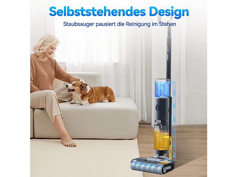 Aspirador escoba seco y húmedo - JONR ED12 PRO, 220 W, Potencia de succión 9 kPa, Depósito 800ml, Azul — foto 8