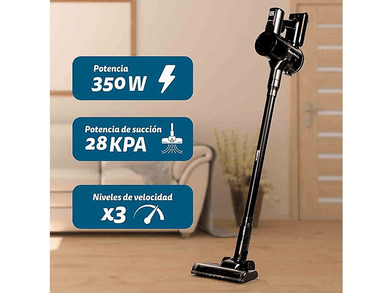 Aspirador escoba sin cable - GRUNKEL ASP-27KPA, 350 W, Depósito 950 ml, Autonomía 45 Min., Black — foto 3