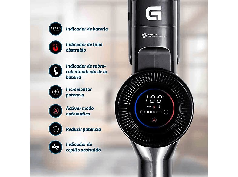 Aspirador escoba sin cable - GRUNKEL ASP-27KPA, 350 W, Depósito 950 ml, Autonomía 45 Min., Black — foto 4