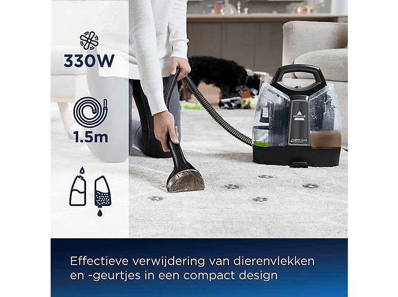 Aspirador seco y húmedo - BISSELL SpotClean Pet Select 37288, 330 W, Potencia de succión 44 AirWatt, Depósito 0,75 l, Negro — foto 2