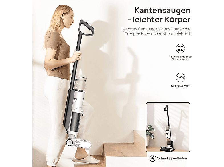 Aspirador Seco y Húmedo - JONR ED12, 200 W, Potencia de succión 160 W, Depósito 0.85 liters, Blanco — foto 6