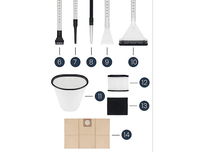 Aspirador seco y húmedo - ZEEGMA ZE-ZONDER PRO MULTI SILVER, 1600 W, Potencia de succión 22 kPa, Depósito 25 Litros, Plata — foto 8