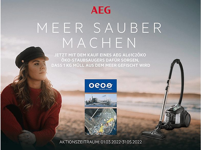 Aspirador sin bolsa - AEG AL61C2ÖKO, 550 W, Potencia de succión 165 W, Depósito 1,6 l, Inox — foto 2