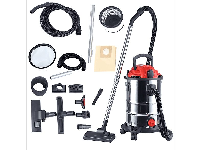 Aspirador sin bolsa - CAMRY CR7045, Aspirador Industrial Profesional con Toma de Corriente, Aspiradora Seco y Húmedo, Función So, 3400 W, Depósito 25 l, Rojo / Acero Inoxidable — foto 2